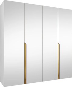 Ντουλάπα Mila II Τετράφυλλη-Λευκό - Χρυσό