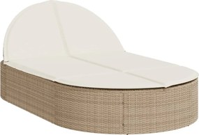 vidaXL Ξαπλώστρα Διπλή Μπεζ από Συνθετικό Ρατάν με Μαξιλάρια