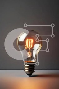 Intra Συλλεκτικό Ξύλινο Παζλ Plywood 4mm - Φωτογραφία μιας λάμπας φωτός με ένα λαμπερό νήμα Σε Ξύλινο Κουτί - Διαστάσεις Puzzle: 10x10 cm – 25 κομμάτια