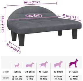 vidaXL Κρεβάτι Σκύλου Σκούρο Γκρι 70x52x30 εκ. Βελούδινο