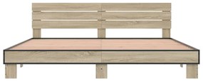 vidaXL Πλαίσιο Κρεβατιού Sonoma Δρυς 200x200 εκ. Επεξ. Ξύλο &amp; Μέταλλο