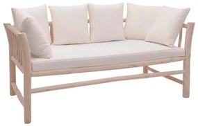 Καναπές διθέσιος Dranjere pakoworld teak ξύλο σε φυσική απόχρωση με μπεζ ύφασμα 167x80x71εκ