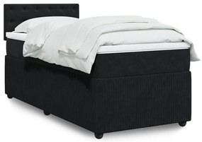 vidaXL Κρεβάτι Boxspring με Στρώμα Μαύρο 90x200 εκ. Βελούδινο