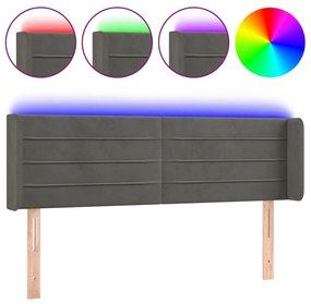 Κεφαλάρι Κρεβατιού LED Σκούρο Γκρι 147x16x78/88 εκ. Βελούδινο 3123425