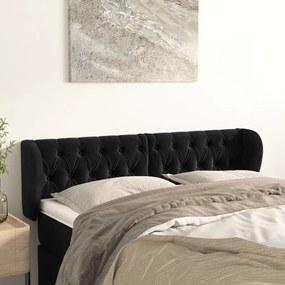 Κεφαλάρι με Πτερύγια Μαύρο 147x23x78/88 εκ. Βελούδινο - Μαύρο
