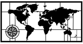 Διακοσμητικό Τοίχου World Map 279ENZ1119 121x60cm Black Wallity Metal