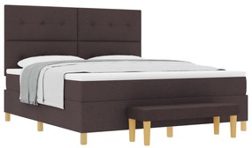 vidaXL Κρεβάτι με Στρώμα & Πάγκο Σκούρο Καφέ 180x200 εκ. Υφασμάτινο