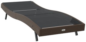 vidaXL Ξαπλώστρα με μαξιλάρι 1-πρόσωπο Καφέ 197 x 70 x 82 εκ. Πολυ ράταν