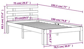 ΠΛΑΙΣΙΟ ΚΡΕΒΑΤΙΟΥ ΚΕΦΑΛΑΡΙ ΚΑΦΕ ΚΕΡΙΟΥ 75X190ΕΚ. ΜΑΣΙΦ ΠΕΥΚΟ 844266