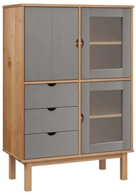 vidaXL Ντουλάπι OTTA Καφέ &amp; Γκρι 85x43x125 εκ. από Μασίφ Ξύλο Πεύκου
