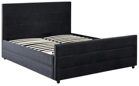 Κρεβάτι Διπλό ArteLibre SLEEPSUIT Μαύρο Ύφασμα 218x172x118cm (Στρώμα 160x200cm)