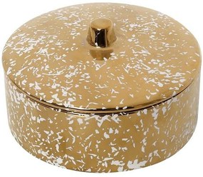 Διακοσμητικό Δοχείο Με Καπάκι ROD208K2 13x13x7,5cm White-Gold Espiel Ceramic