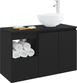 vidaXL Σετ Επίπλων Μπάνιου 2 τμχ. Μαύρο Επεξεργασμένο Ξύλο