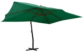 Ομπρέλα Κρεμαστή Πράσινη 400 x 300 εκ. με Ξύλινο Ιστό