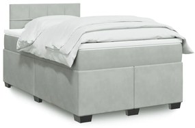 vidaXL Κρεβάτι Boxspring με Στρώμα Ανοιχτό Γκρι 120x200 εκ. Βελούδινο