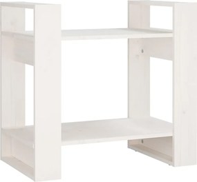 vidaXL Βιβλιοθήκη/Διαχωριστικό Χώρου Λευκό 60x35x57 εκ. Μασίφ Πεύκο