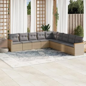 vidaXL Patio Sofa Set 9-θέσια Beige and Grey