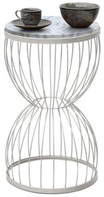 Βοηθητικό τραπεζάκι Pino Megapap μεταλλικό - Mdf χρώμα λευκό - λευκό εφέ μαρμάρου 35x35x58εκ.