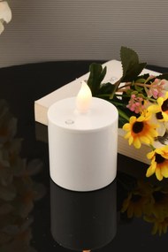 Stewehome μπατόν λευκός κύλινδρος κερί με LED και μπαταρία Λευκό 6x6 cm