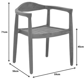 Πολυθρόνα Ganny teak ξύλο σε φυσική απόχρωση 59x56x71εκ