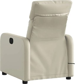 vidaXL Πολυθρόνα Μασάζ Ανακλινόμενη Κρεμ από Συνθετικό Δέρμα