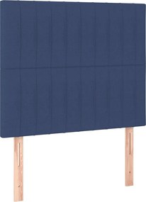 vidaXL Κρεβάτι Boxspring με Στρώμα Μπλε 90x190 εκ.Υφασμάτινο