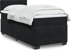 vidaXL Κρεβάτι Boxspring με Στρώμα Μαύρο 80 x 200 εκ. Βελούδινο