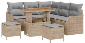 vidaXL Σετ Καναπέ Κήπου με μαξιλάρι 8 pcs Μπεζ συνθετικό ρατάν