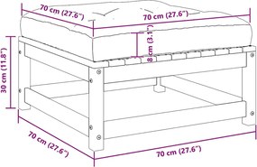 vidaXL Υποπόδιο Κήπου Μασίφ Ξύλο Πεύκου με Μαξιλάρια