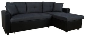 Καναπές - Κρεβάτι Γωνία HM3028.01 Γκρι - Μαύρο Technoderma, Fabric