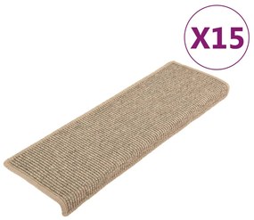 vidaXL Πατάκια Σκαλοπάτια 15 τεμ. Σκούρο Μπεζ Ορθογώνια με Άκρη 65x21x4 εκ.
