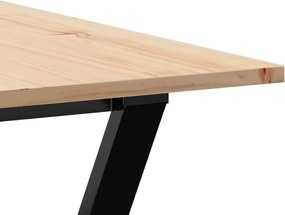 vidaXL Τραπέζι Τραπεζαρίας Πλαίσιο Υ Μασίφ Πεύκο/Ατσάλι