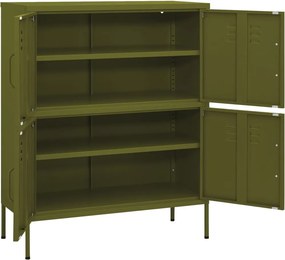 vidaXL Ντουλάπι Αποθήκευσης Πράσινο Λαδί 80x35x101,5 εκ. από Ατσάλι