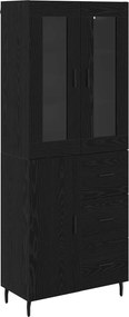 vidaXL Highboard με συρτάρι 2 pcs Μαύρη Οξυά Επεξεργασμένο ξύλο