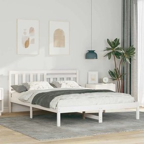 vidaXL Σκελετός Κρεβατιού Λευκό 160 x 200 cm Μασίφ ξύλο πεύκου