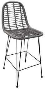 SALSA Σκαμπό BAR-Pro με Πλάτη, Μέταλλο Βαφή Μαύρο, Wicker Γκρι  45x55x75/113cm [-Γκρι-, -Μαύρο-] [-Wicker-, -Μέταλλο-] Ε252,2