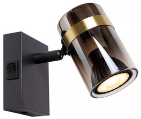 Φωτιστικό Επίτοιχο Lucide 57200-01-65 UPTON Φυμέ (Smoke)|Μαύρο Ματ (Black Mat)