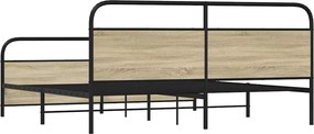 vidaXL Σκελετός Κρεβ. Χωρίς Στρώμα Sonoma Δρυς 200x200 εκ. Μεταλλικό