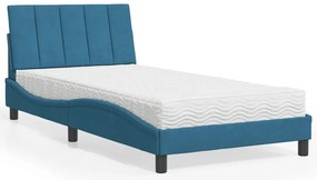 vidaXL Κρεβάτι με Στρώμα Μπλε 100x200 εκ. Βελούδινος