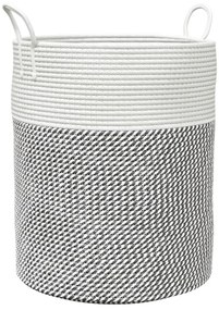 vidaXL Καλάθι Αποθήκευσης Γκρι και Λευκό Ø38 x 46 εκ. Βαμβακερό