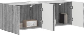 vidaXL Ντουλάπι Τηλεόρασης Τοίχου Επιτοίχιο 2 pcs Γκρίζο Σονομα