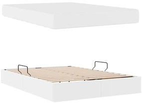 vidaXL Κρεβάτι με αποθηκευτικό χώρο και στρώμα 2 pcs Λευκό Δέρμα
