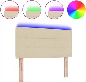 vidaXL LED κεφαλάρι με φώτα λωρίδας LED Κρεμ 90 cm Πολυεστέρας