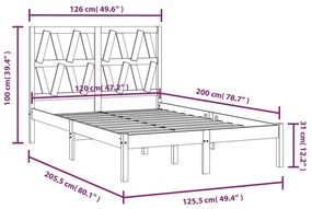 vidaXL Πλαίσιο Κρεβατιού 120 x 200 εκ. από Μασίφ Ξύλο Πεύκου