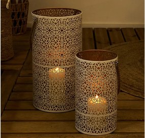 ΦΑΝΑΡΆΚΙΑ LANTERNE METAL AJOURE BLANC DORE X2 M1 HD0037