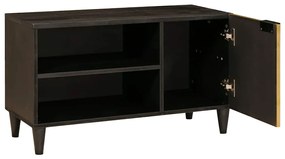 vidaXL Ντουλάπι TV Μαύρο και Χρυσό 80 x 33 x 46 εκ Μασίφ ξύλο μάνγκο