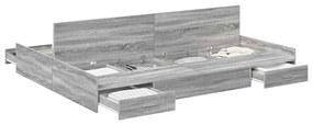 vidaXL Κρεβάτι με αποθηκευτικό χώρο Γκρι sonoma 135 x 190 cm