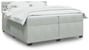 Κρεβάτι Boxspring με Στρώμα Ανοιχτό Γκρι 200x200 εκ. Βελούδινο