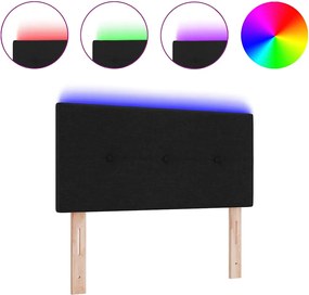 vidaXL LED κεφαλάρι με φώτα λωρίδας LED Μαύρο 90 cm Πολυεστέρας