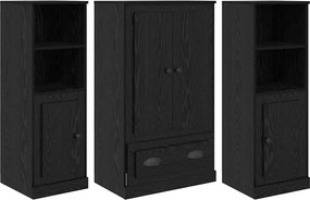 vidaXL Highboard με συρτάρι 3 pcs Μαύρη Οξυά Επεξεργασμένο ξύλο